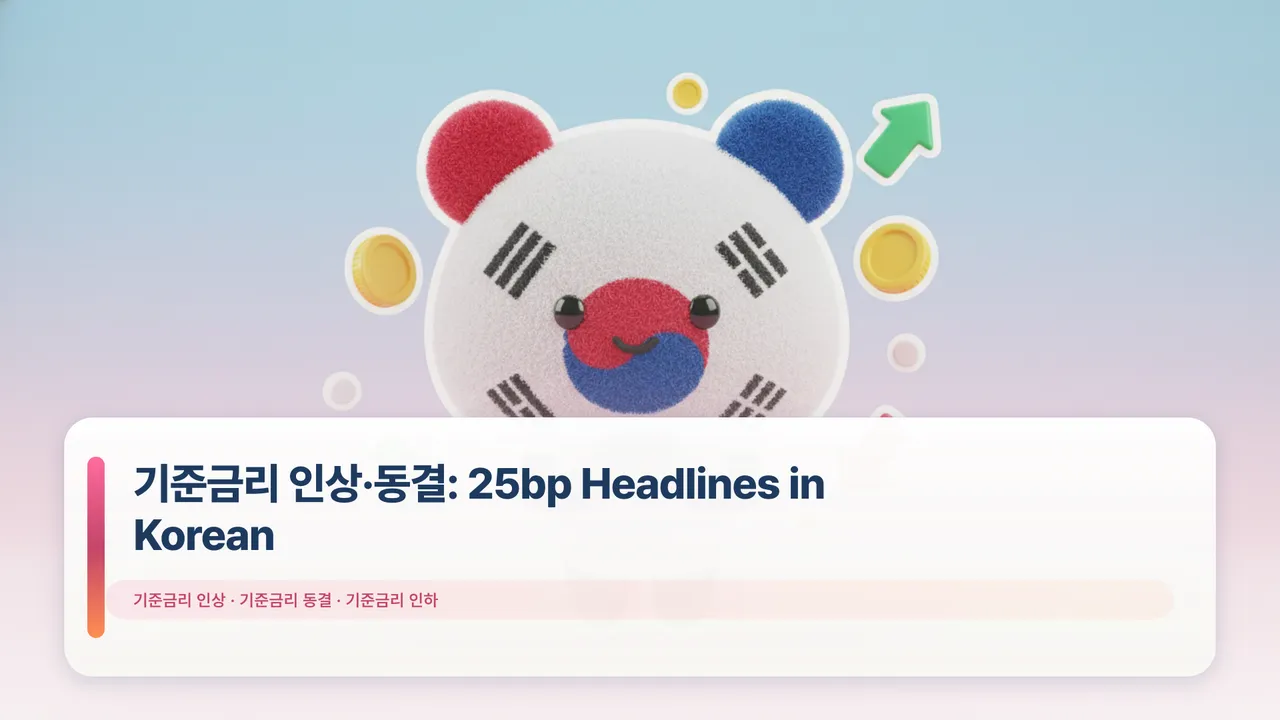 기준금리 인상·동결: 25bp Headlines in Korean